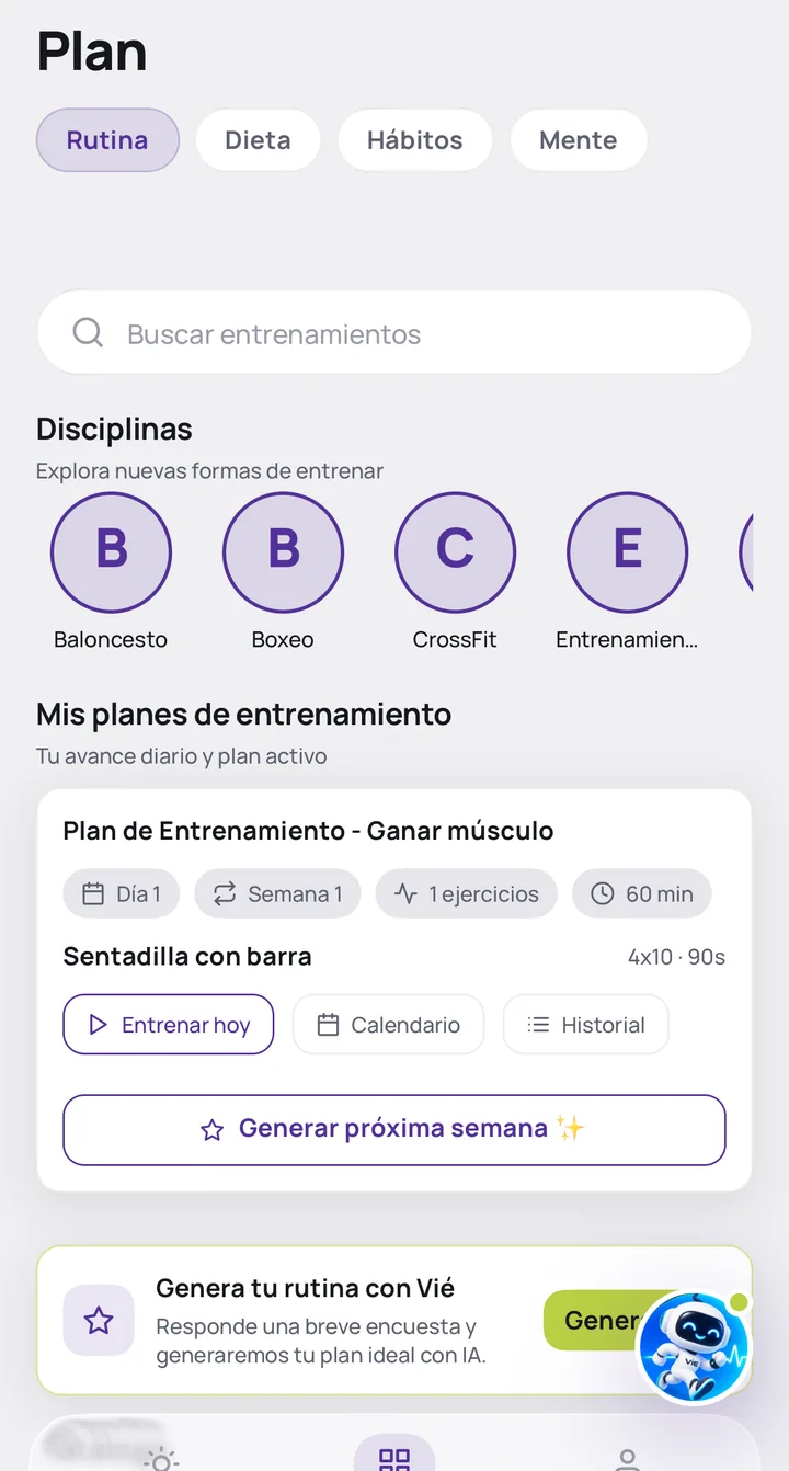 Plan de entrenamiento personalizado en Vié